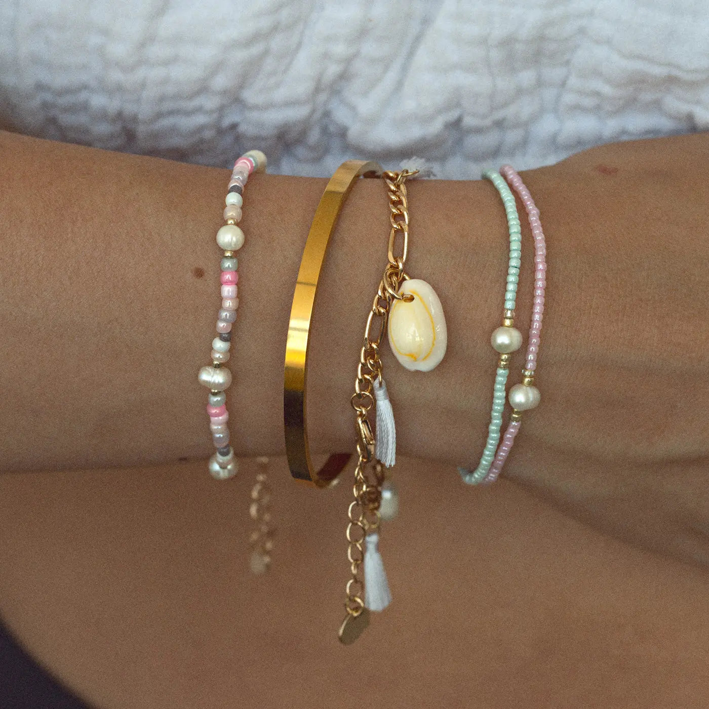 Alba - Perle mit Perlen-Makramee-Armband