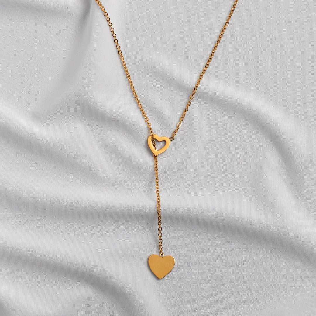 Heart Set Earring Stud and Lariat Necklace Timi of Sweden