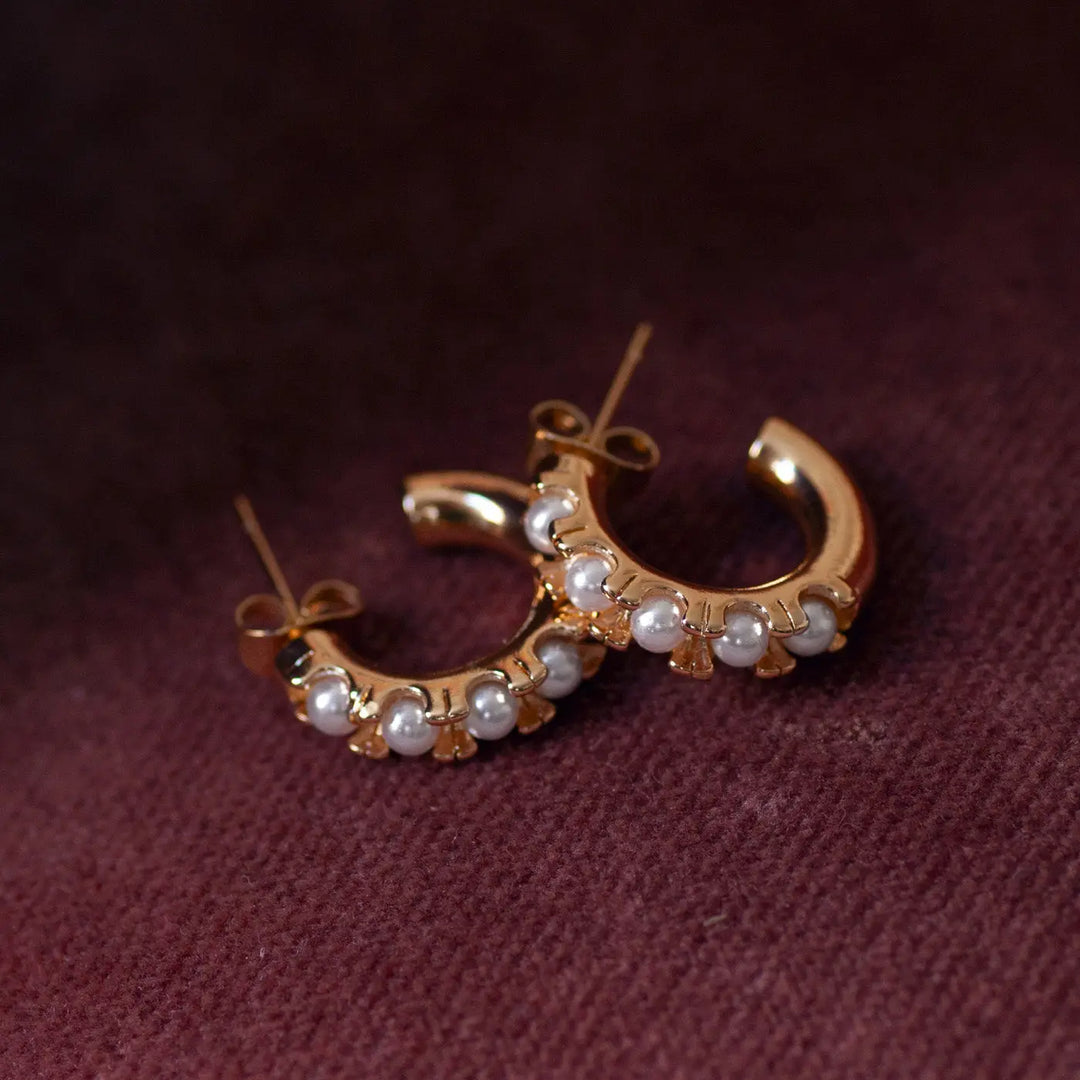 Estelle - Pearl Crown Hoop Earrings Timi of Sweden