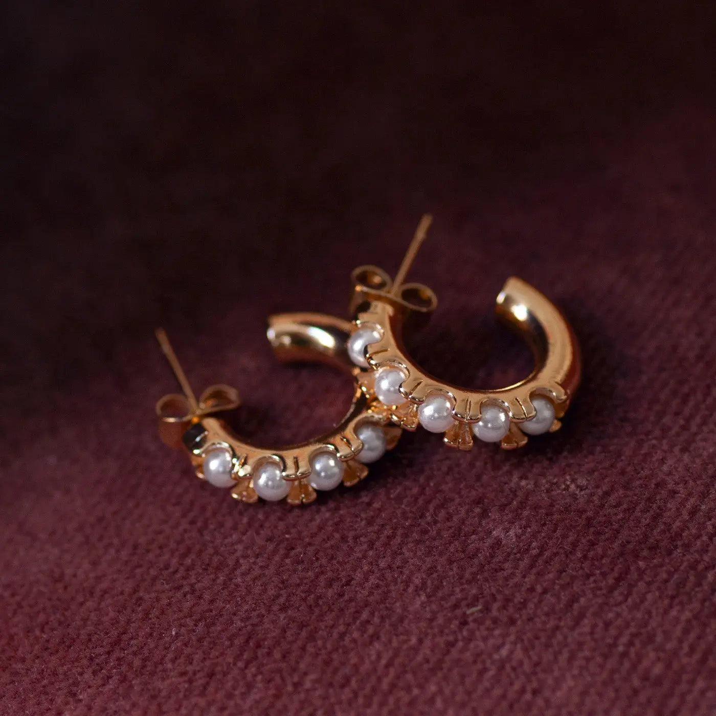 Estelle - Pearl Crown Hoop Earrings