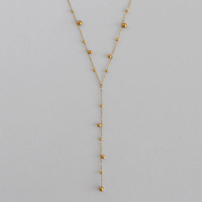 Klara - Lariat Necklace with Gold Dots Stainless Steel