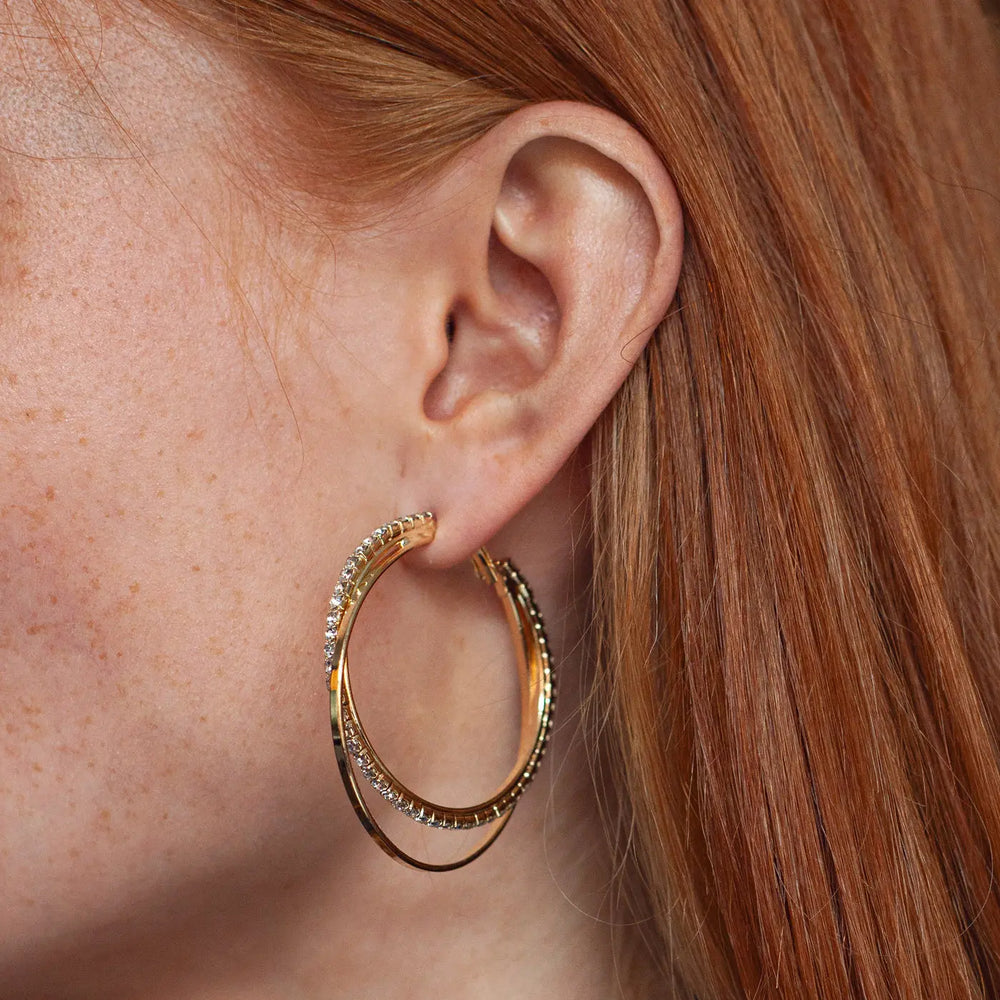 Selina - Layered Crystal Hoop Earrings Timi of Sweden
