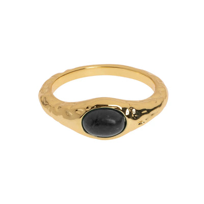 Erica - Black Stone Signet Ring - Black