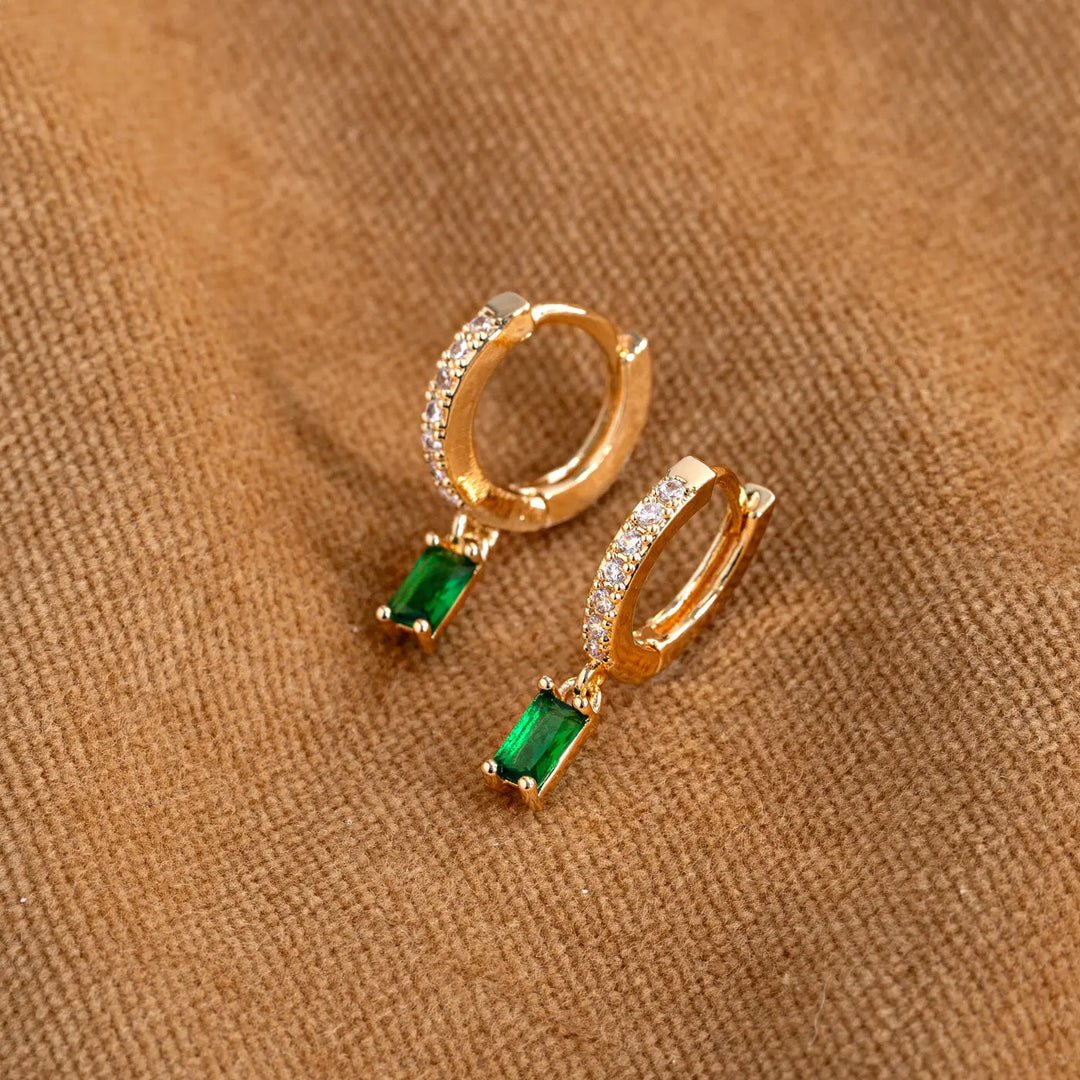 Arya - Green Crystal Hoop Earrings Timi of Sweden