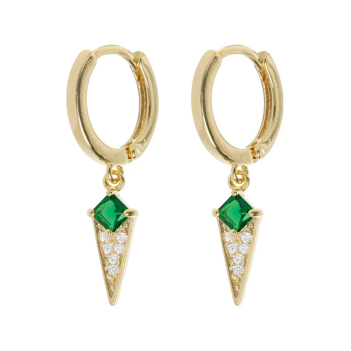 Arya - Green Crystal Stud Hoop Earrings Timi of Sweden