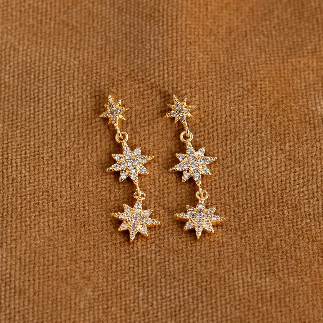 Aurora - Dangling Crystal Star Stud Earrings Timi of Sweden
