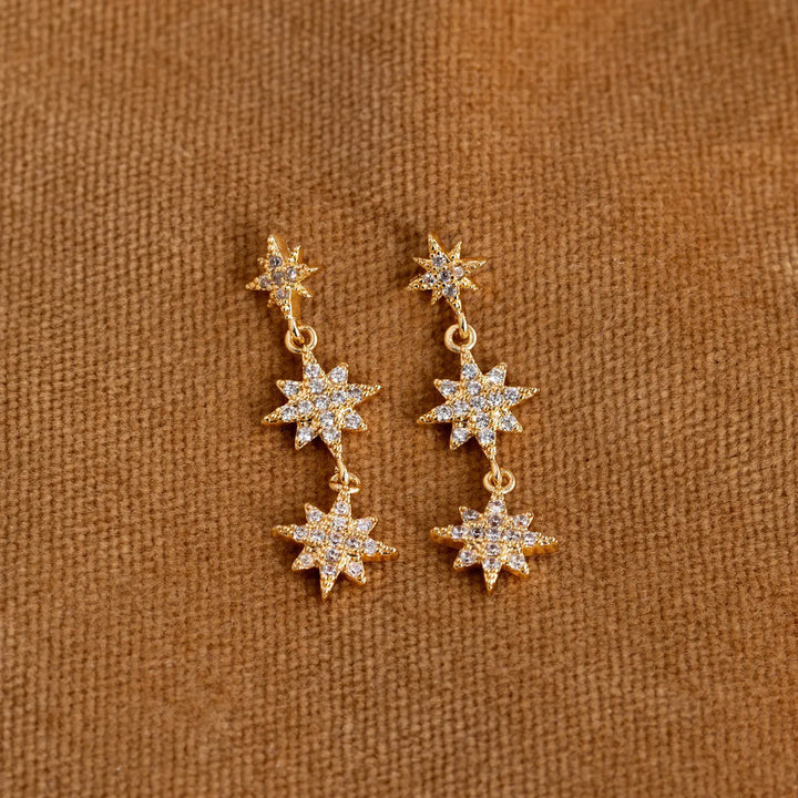 Aurora - Dangling Crystal Star Stud Earrings Timi of Sweden