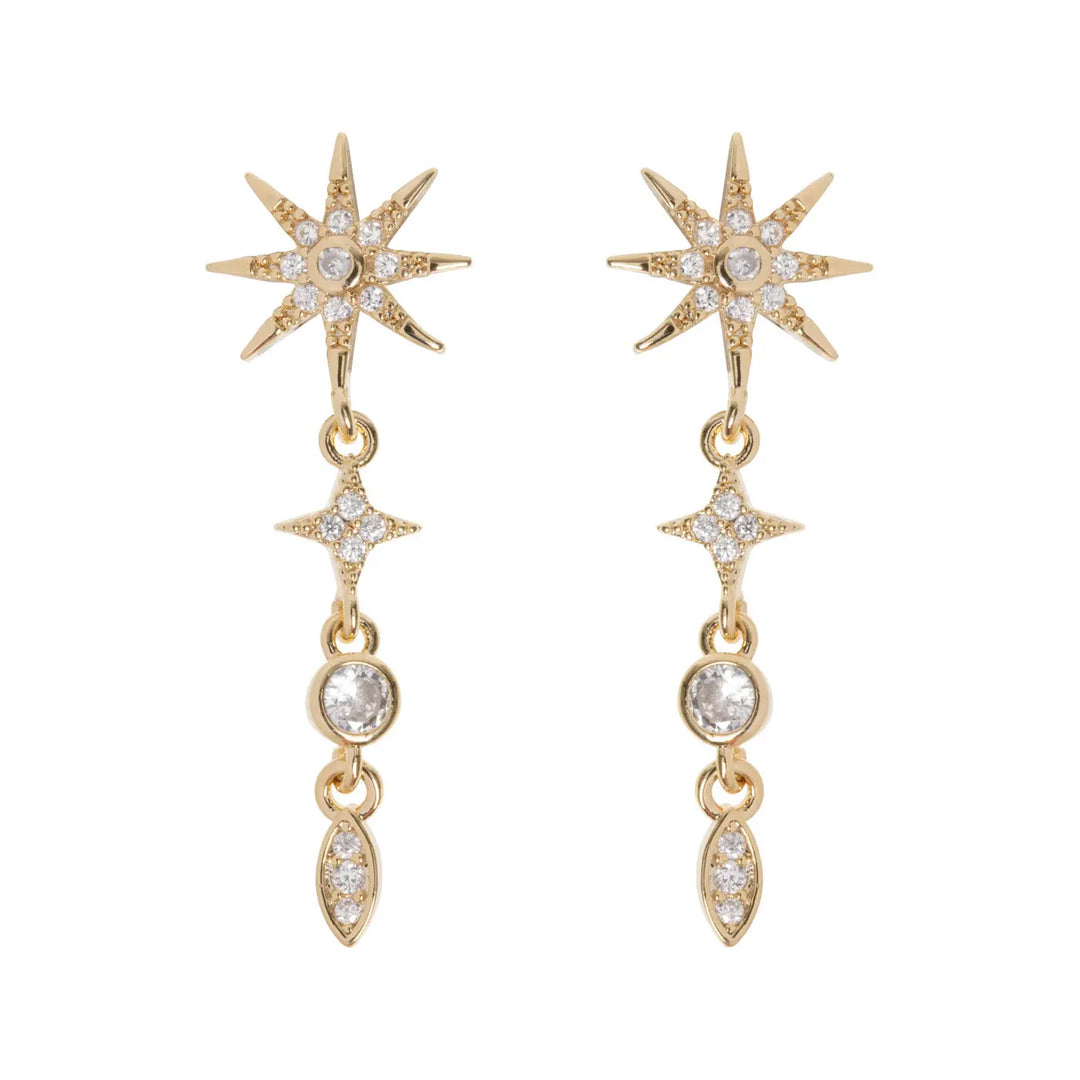 Aurora - Dangling Luxe Crystal Star Stud Earrings