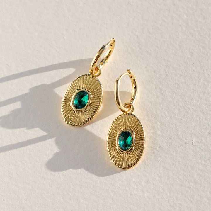 Mavi - Emerald Pendant Hoop Earrings Timi of Sweden