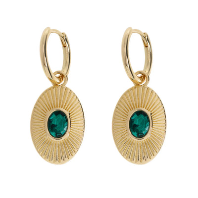 Mavi - Emerald Pendant Hoop Earrings
