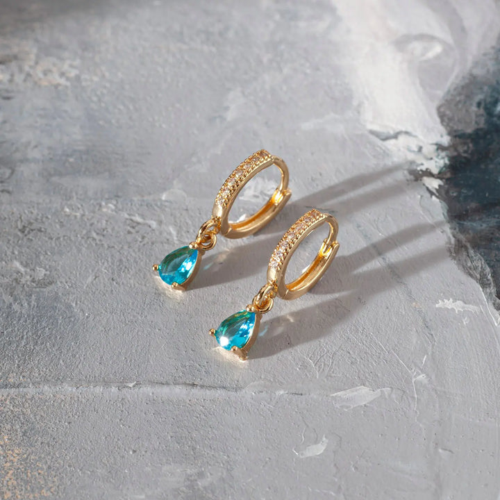 August - Blue Crystal Hoop Earrings