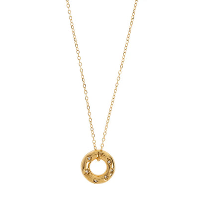 Odelia - Crystal Donut Necklace Stainless Steel