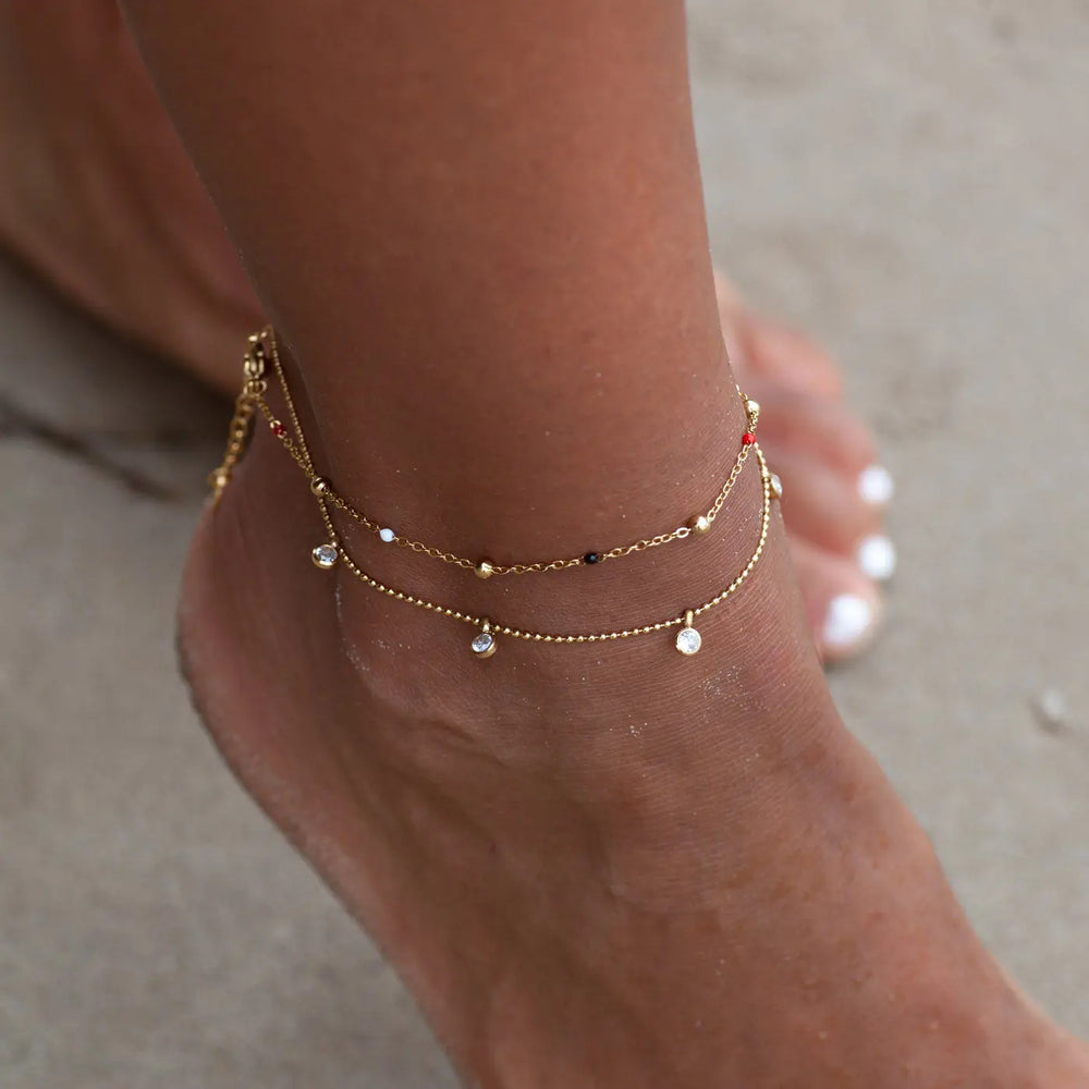 Vilde - Petite Stone Chain Anklet Stainless Steel Timi of Sweden