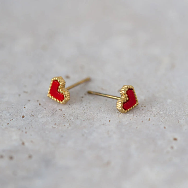 Sarah - Red Heart Stud Earring Stainless Steel Timi of Sweden