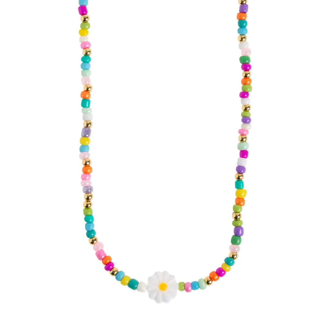 Tove - Daisy Flower Colorful Bead Summer Necklace