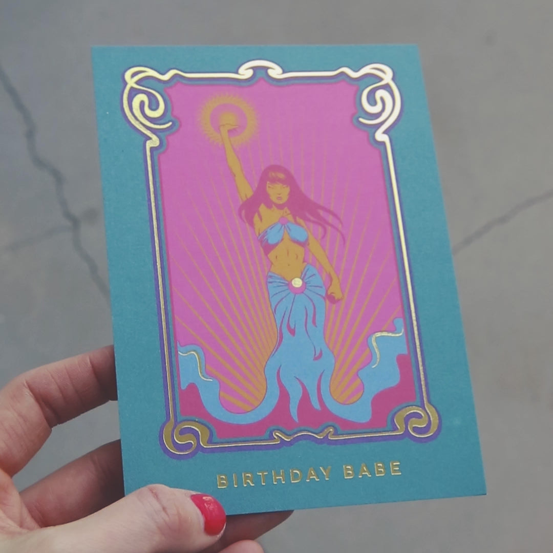 Syntymäpäivä Babe Goddess -postikortti