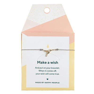 Silk Bracelet With Gold Hummingbird In Grey
