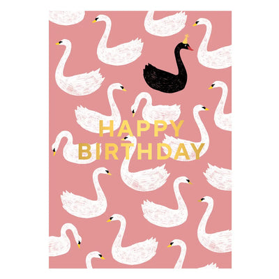 Swans Happy Birthday Postcard