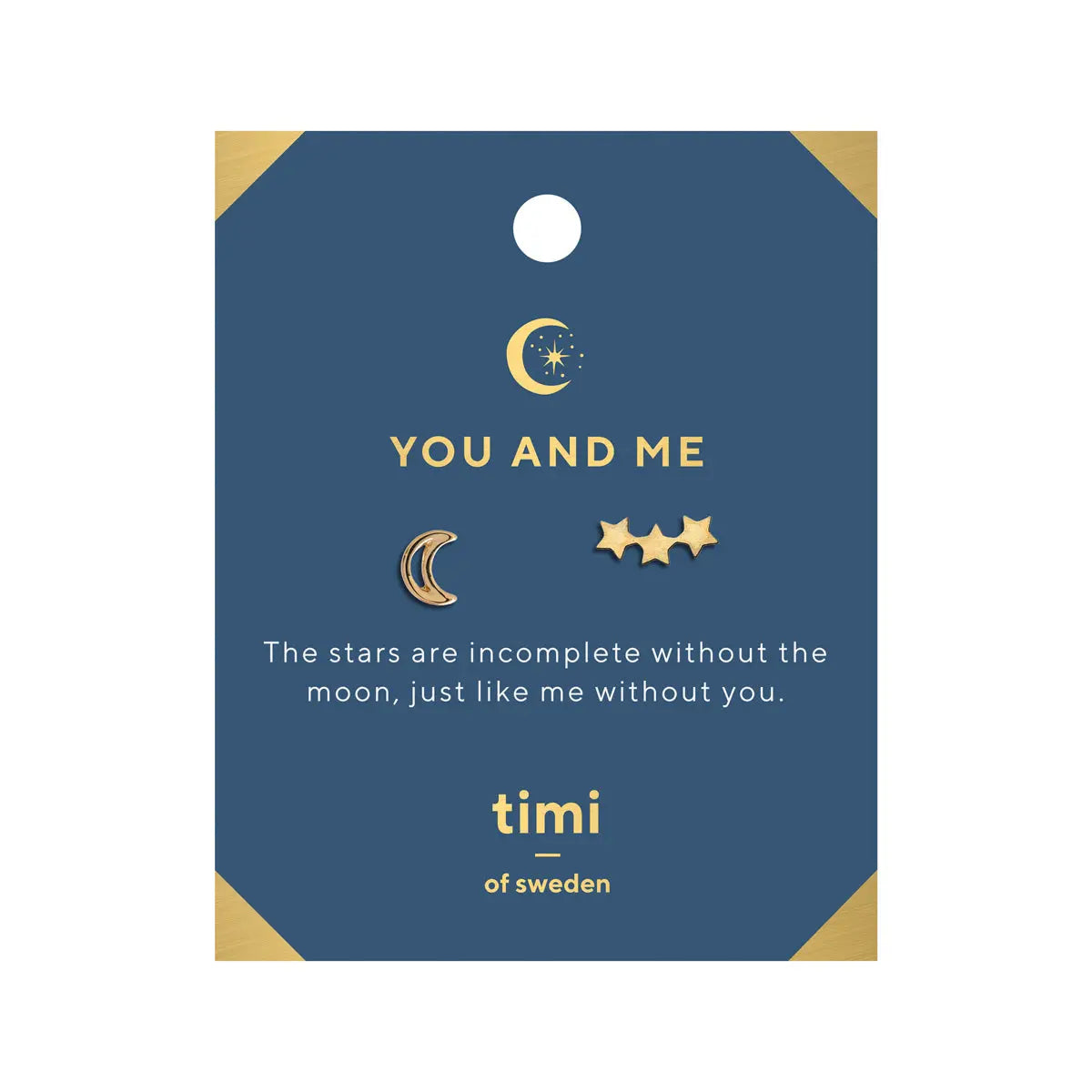 You and Me Moon and 3 Star Earrings Gold