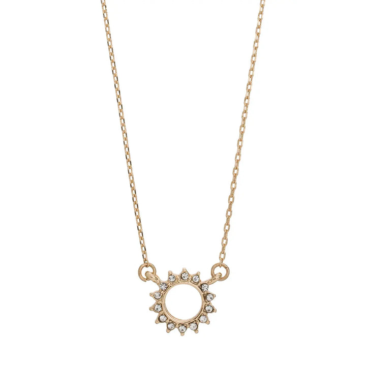Crystal Sun Necklace Gold