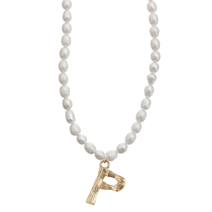 Pearl and Bamboo Letter Necklace P
