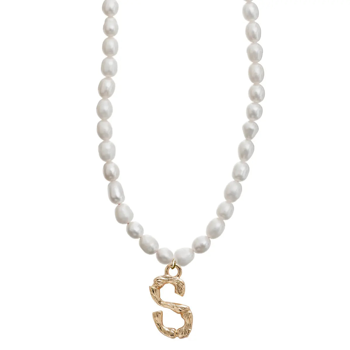 Pearl and Bamboo Letter Necklace S