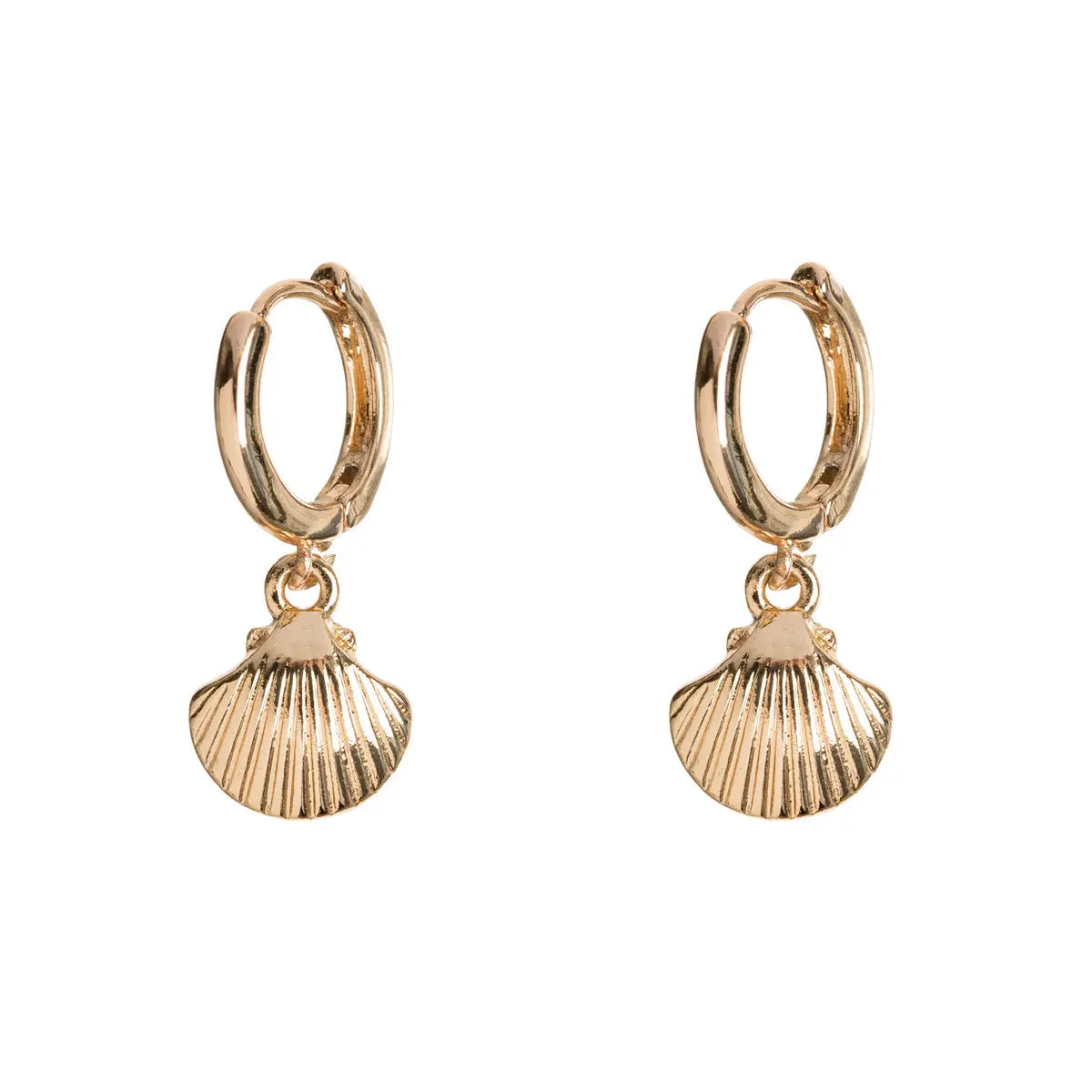 Mermaid Shell Hoop Earrings Gold