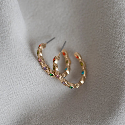 colorful crystal hoop earrings