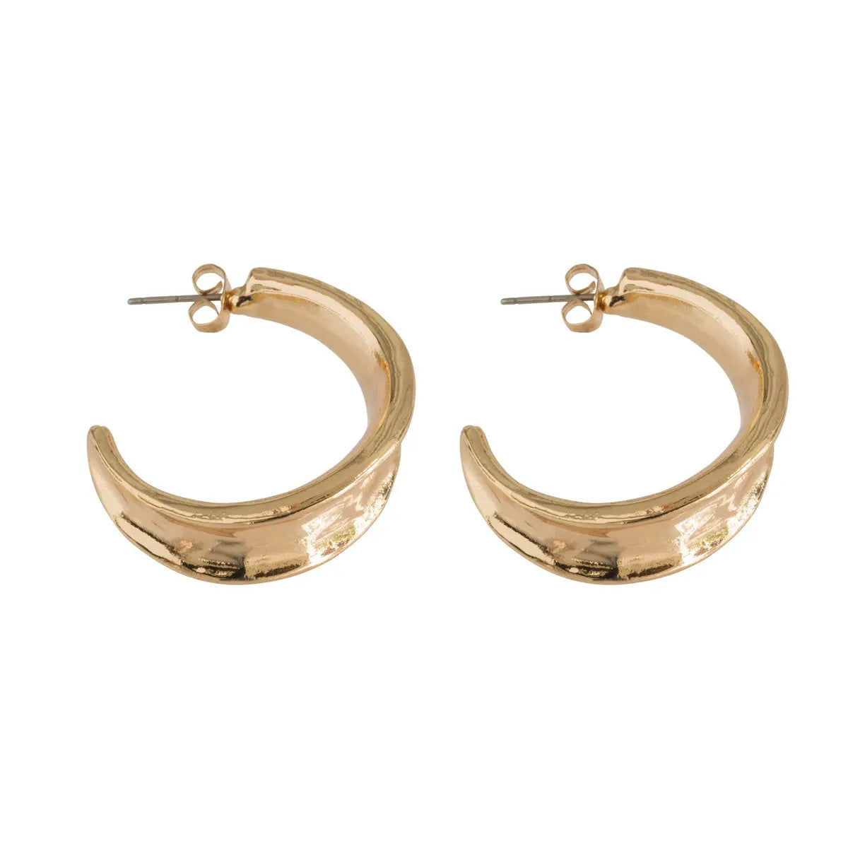 Large hammered hoop earrings Gold