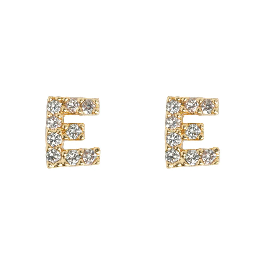 Petite chrystal letter stud earring E