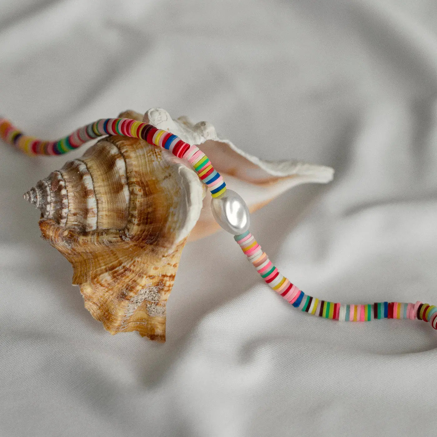 Colorful Bead Necklace with Pearl