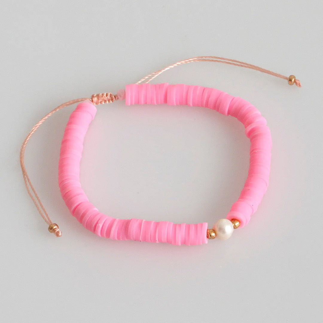 Beach Beads with Pearl Bracelet - Pink