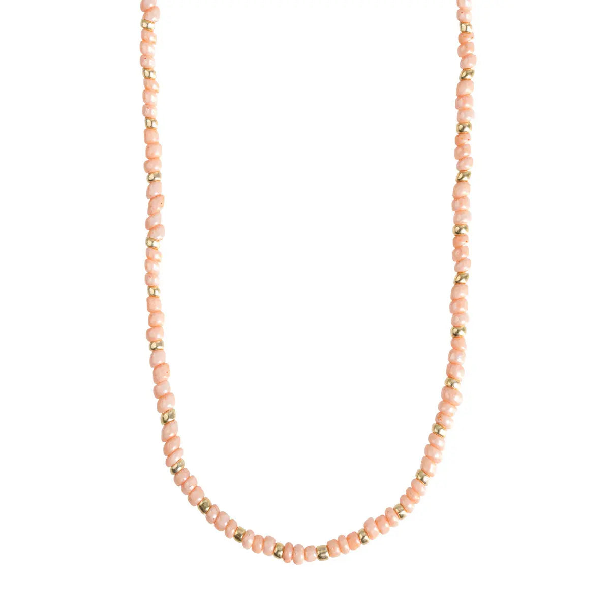 Delicate Pink & Gold Bead Necklace