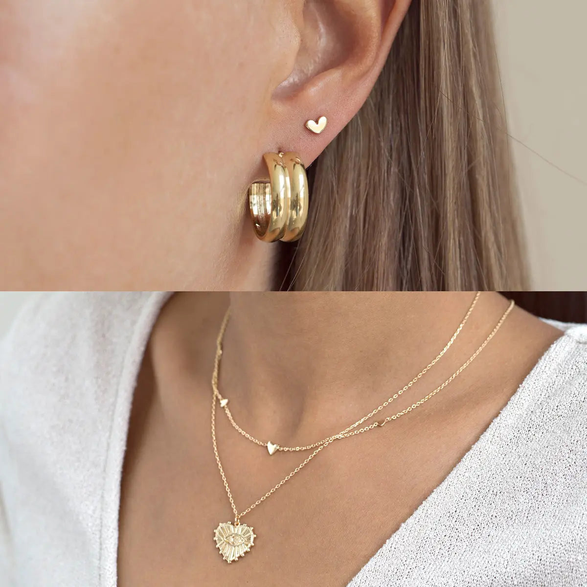 Heart Set with Earring Studs and Necklace