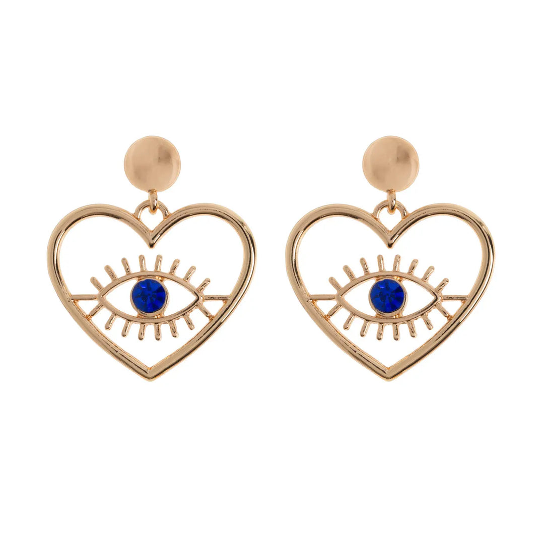 Suzy - Evil Eye Heart Stud Earrings