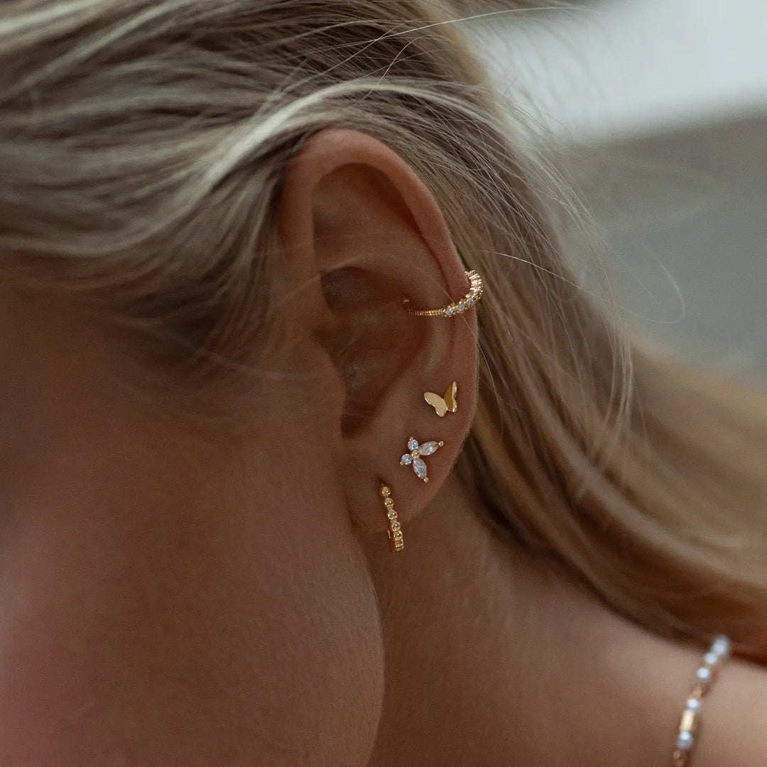 Leah - White Crystal Butterfly Stud Earrings Timi of Sweden