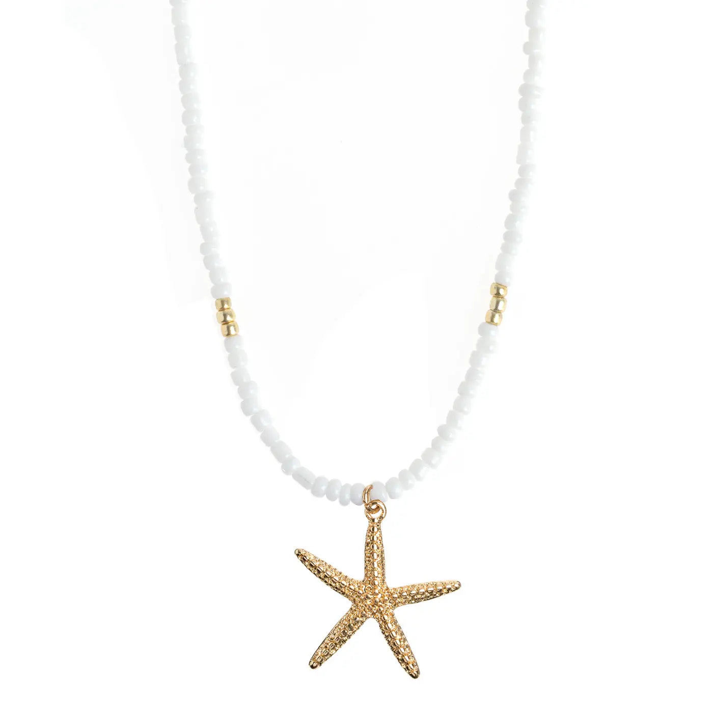 Ellie - Starfish White Beads Necklace