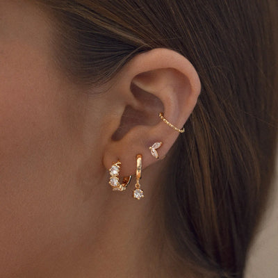 Leah - Crystal Leaf Stud Earrings