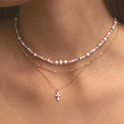 Tess - Pastel Bead and Pearl Necklace