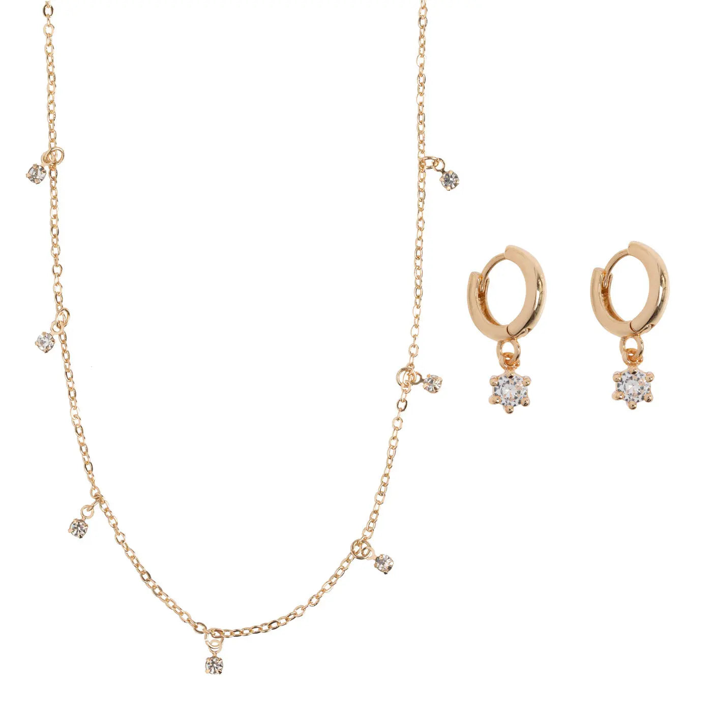 Star Set with Crystal Necklace and Earring Hoops
